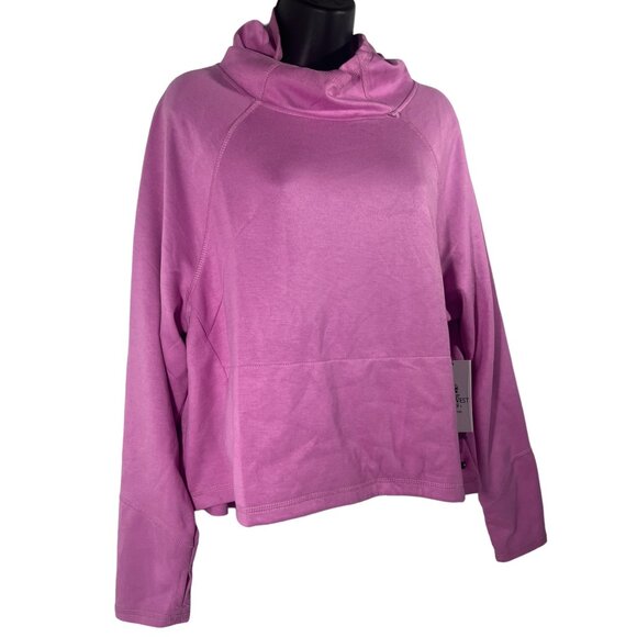 Nine West Sweater Cowl Neck Tunic Athletic Crop Sweatshirt L Womens Pink Sweater - Picture 2 of 9
